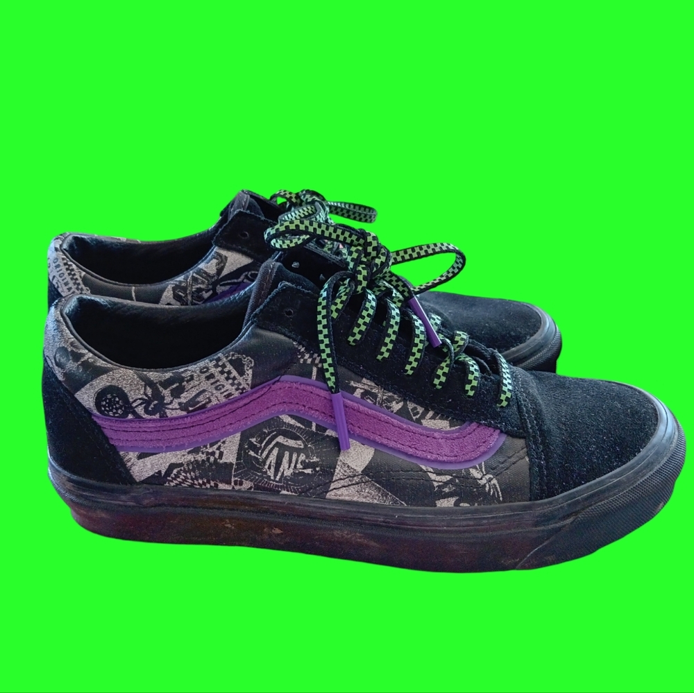 Vans Unisex Halloween Punk Old Skool 36 Dx Sneakers Black/Purple/Green US 8.5/10